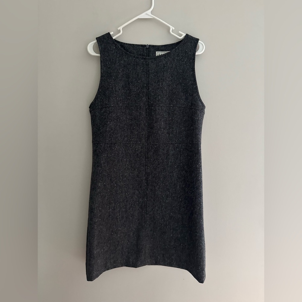 L.L. Bean Vintage Gray Tweed Wool Dress Size 4 Regular classic elegant